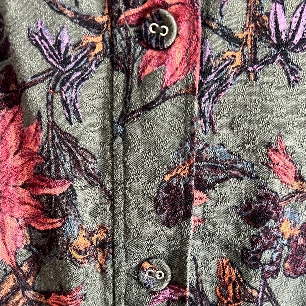 Dress- Floral Green and Pink Boutique Dress - Picture 3 of 6